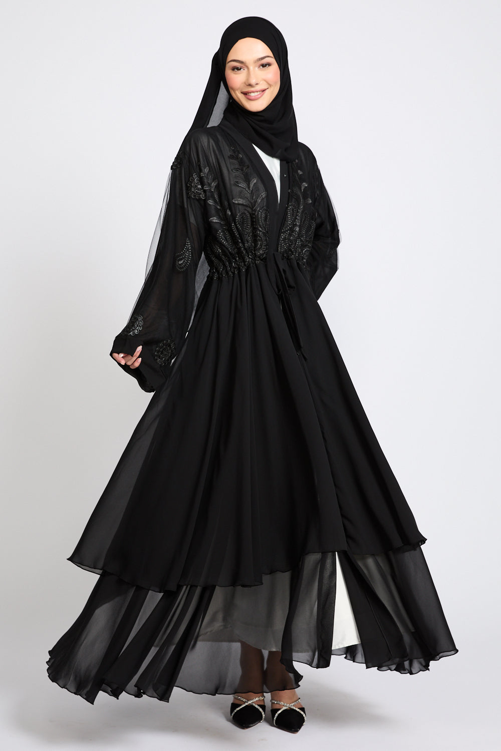 Black Inner Slip Dress with Front Zip - SLEEVELESS