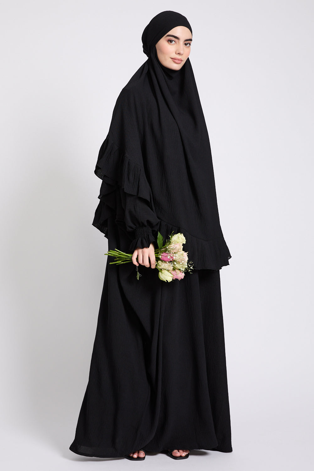Abaya with Frill Detailed Khimar Set